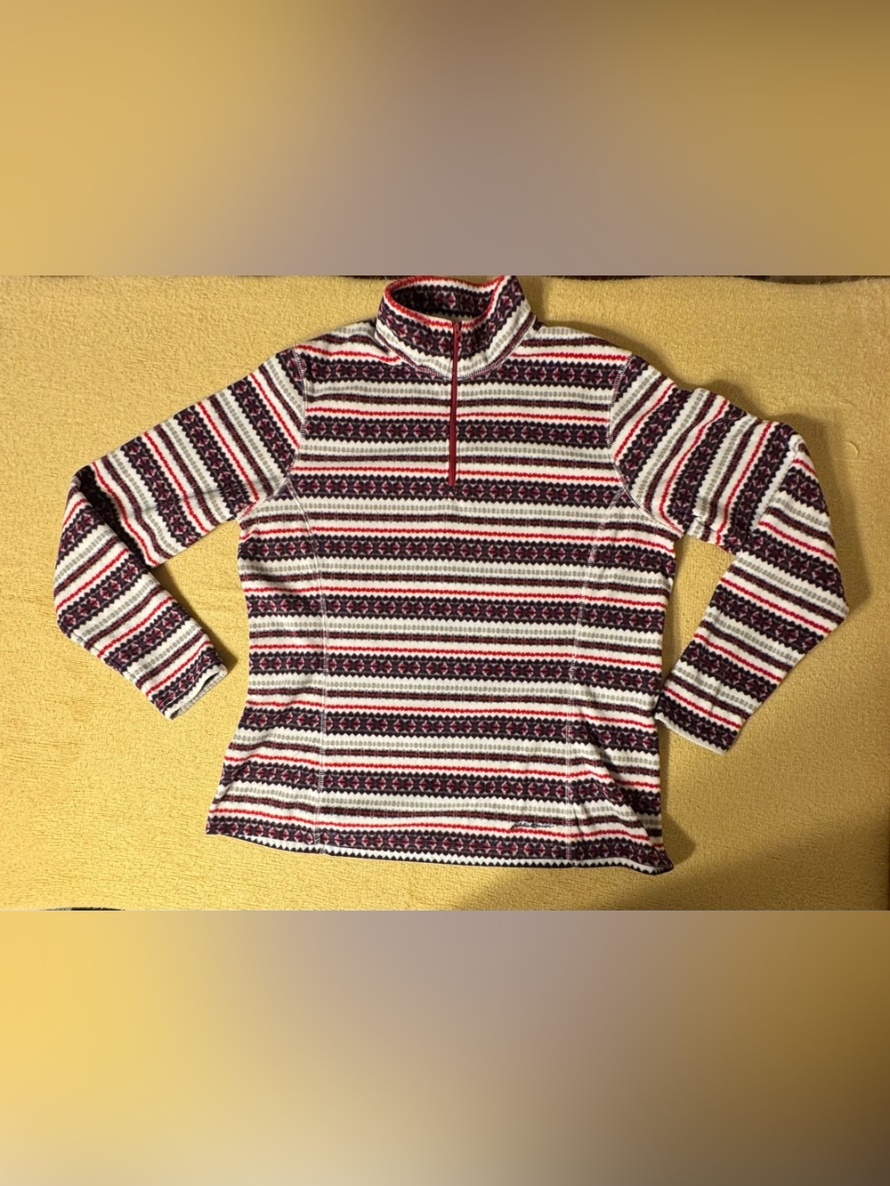 Eddie Bauer Red, Navy & Cream Fair Isle Fleece